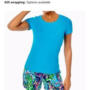 NWT LILLY PULITZER TURQUOISE SHORE SHORT SLEEVE TOP XS